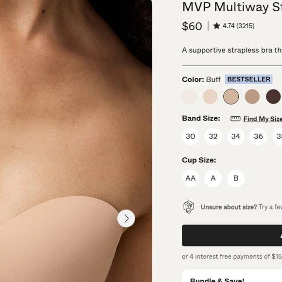New PEPPER 34A Buff MVP Multiway Convertible Strapless Bra $60 - Picture 1 of 4